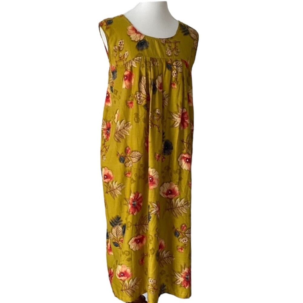Vintage Handmade Dress Medium Boho Cottage Dress Grandmacore Grunge Floral leaf